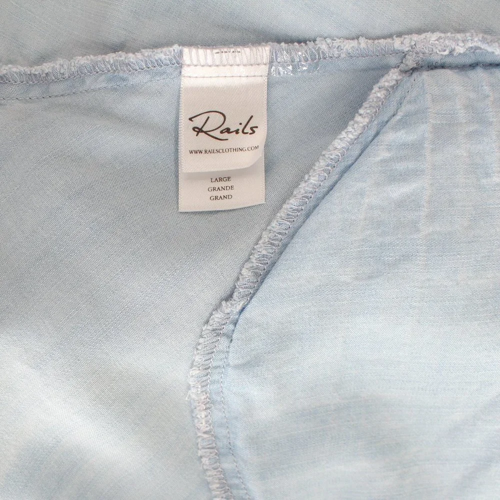 Rails Anya Dress Sleeveless Blue Tencel Trapeze A-Line Pockets Mini Swing SZ L - Picture 8 of 8